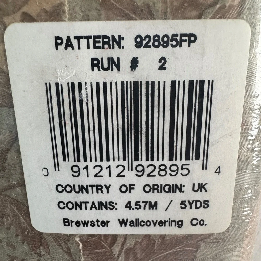 2 Rolls Brewster Designer Showcase Wallpaper Border Tan Brown Leaf 92895FP 10Yds